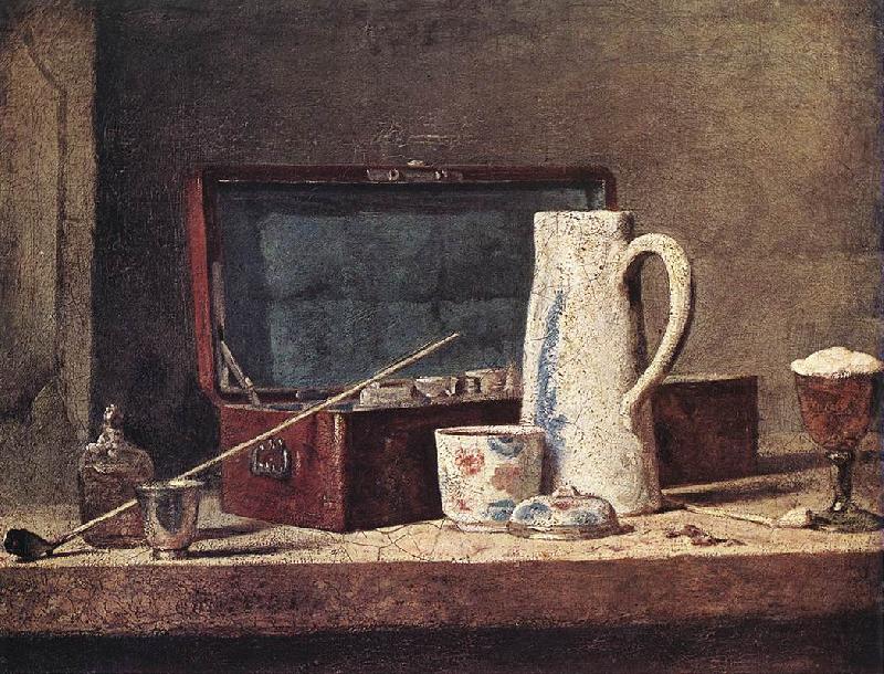 jean-Baptiste-Simeon Chardin Still-Life with Pipe an Jug France oil painting art